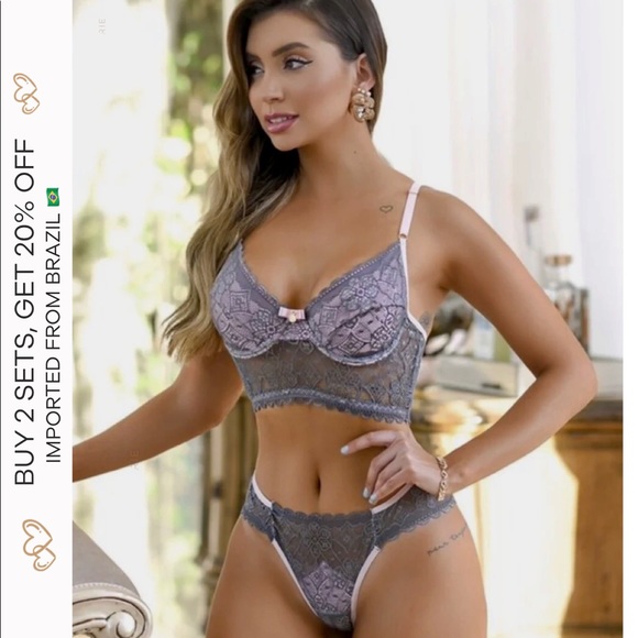 Plunge longline  bra &  cheeky panty set - Picture 2 of 8